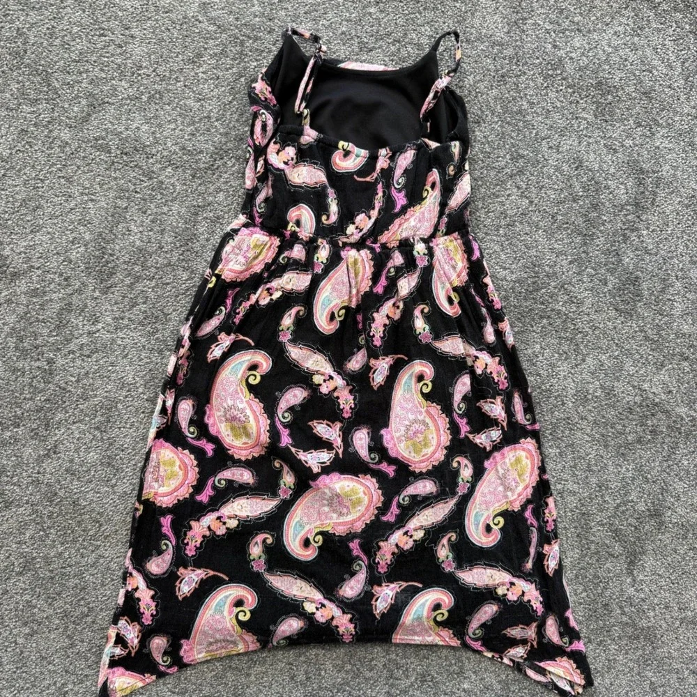 The Childrens Place Girls Black Pink Paisley Handkerchief Hem Dress Size M 7/8